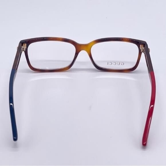 Authentic- New - Gucci GG 0168O 008 Havana EyeglassBlue Red Temple Ti… - Picture 14 of 14
